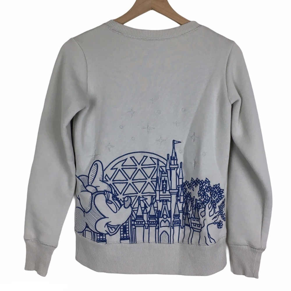 WALT DISNEY WORLD Parks Sweatshirt 2018 Embroidered Epcot Castle Minnie Mouse XS